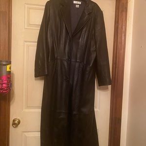 PRESTON & YORK 100% LAMB SKIN BLACK LEATHER LONG COAT - WOMENS SIZE XL